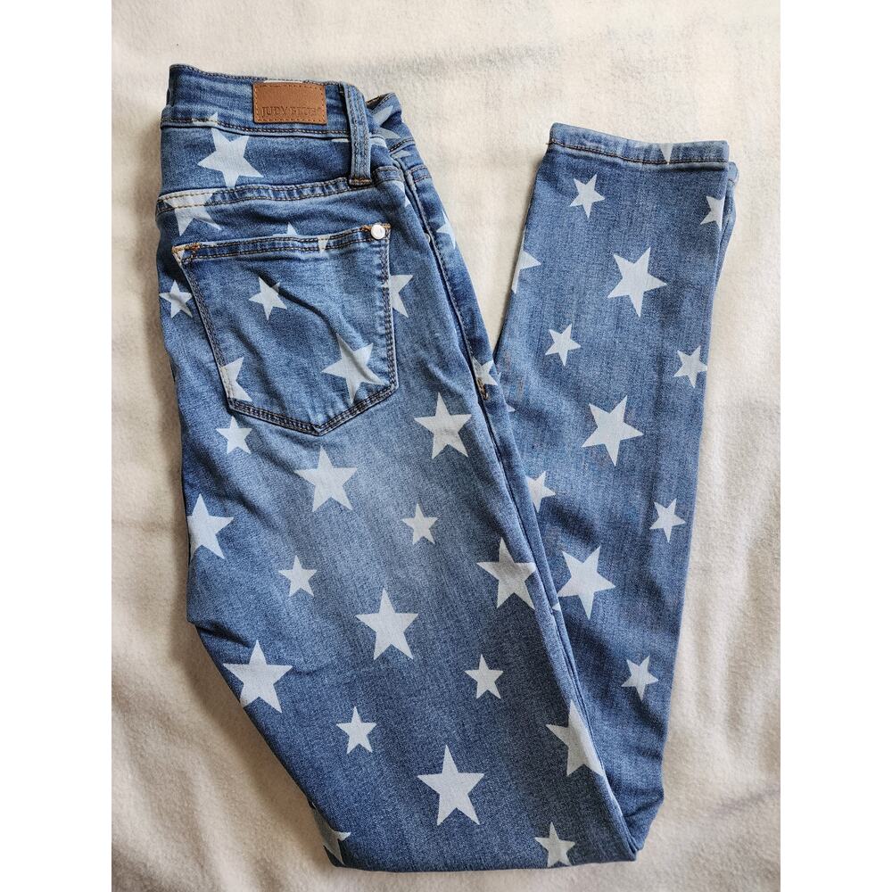 Judy Blue Star Print Skinny Fit Jeans Medium Wash Denim JB84145 Womens 3/26 - Picture 3 of 10